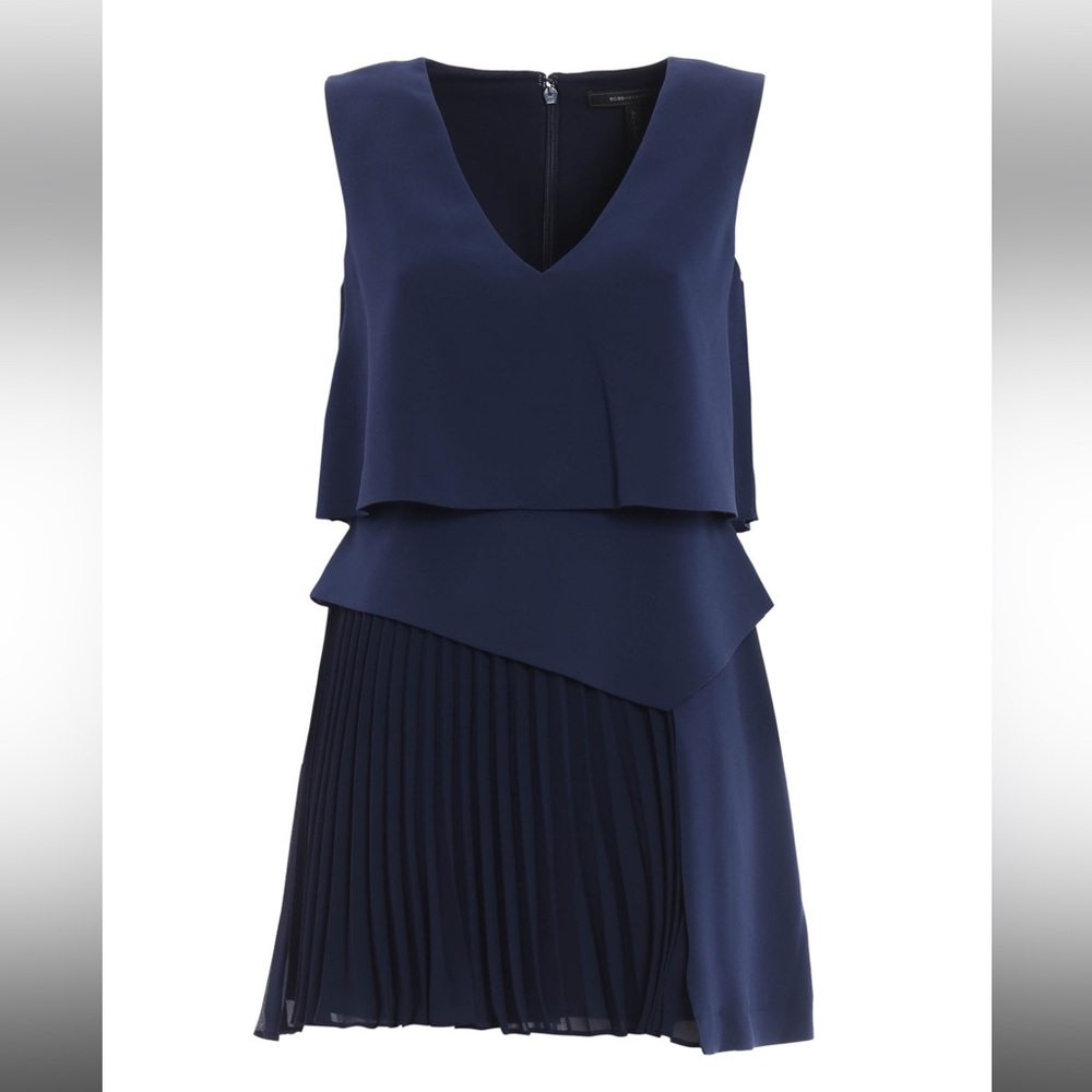 BGBC Pleated Multilayered Dress - Size 8, Navy Blue